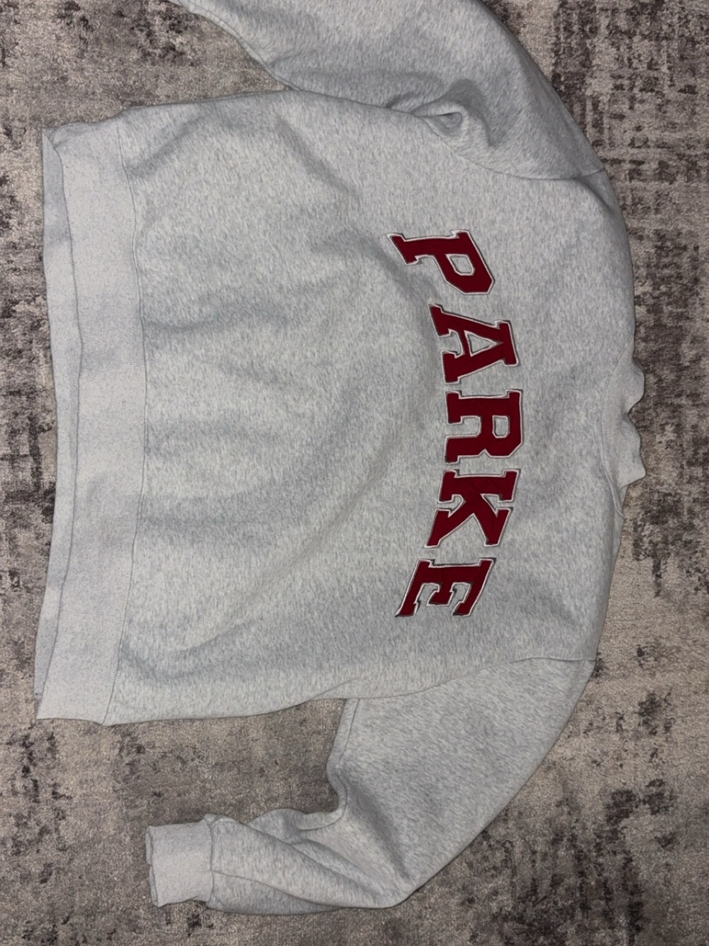 PARKER Crewneck Sweatshirt - Light Gray with Red Lettering